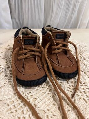 Carter’s Baby Brown Lace-Up Booties Size 2 | Faux Leather High Top Shoes